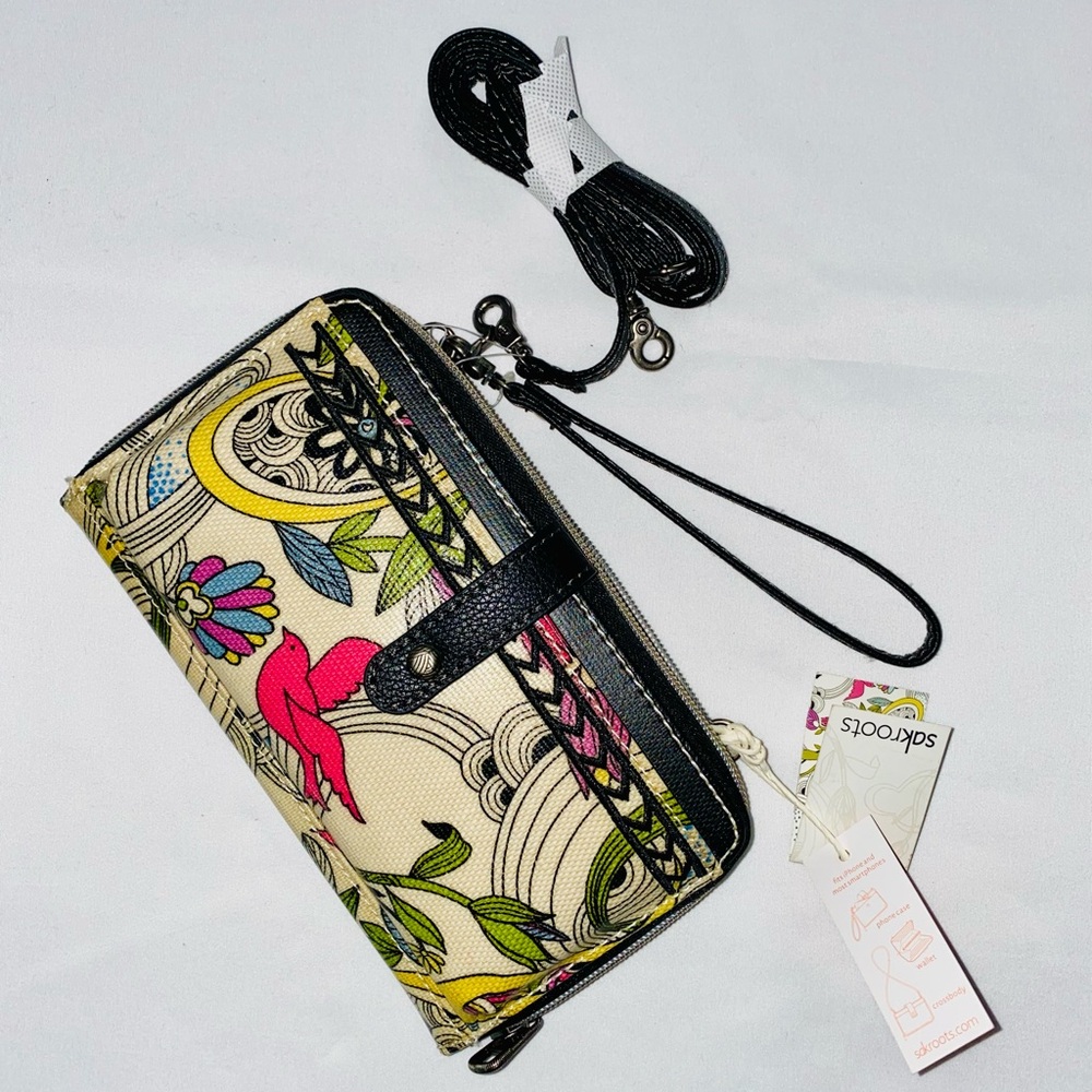 Sakroots Floral Crossbody Bag. Cute Spring Wallet Clutch. Nature Print Purse.